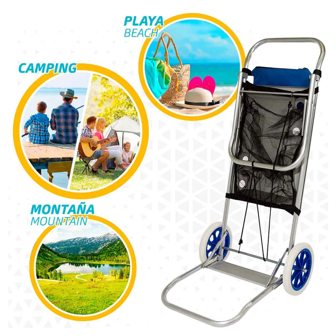 Carrito multiusos Aktive 2 en 1 azul/inox 100x47x52 cm