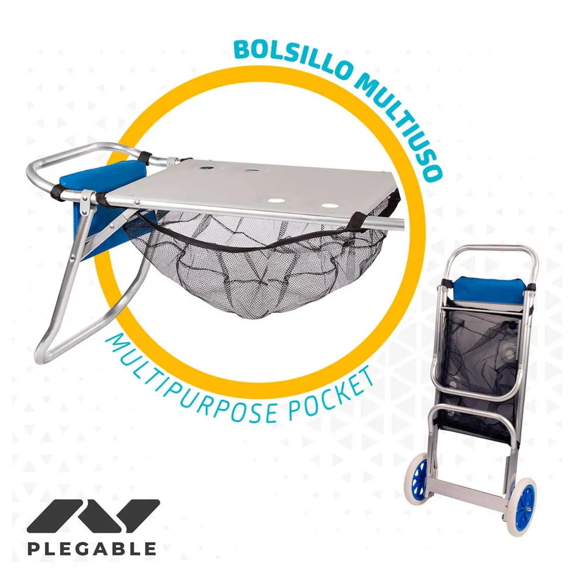 Carrito multiusos Aktive 2 en 1 azul/inox 100x47x52 cm