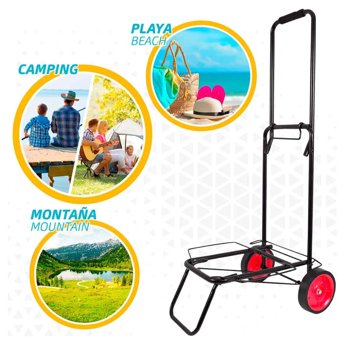 Carrito multiusos Aktive plegable 50kg negro/rojo 100x35x45 cm