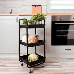 Carrito multiusos Garbo Quid 3 cestas negro 77x34,5x29,5 cm