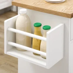 Carrito multiusos Homcom 2 cajones + 3 puertas blanco/natural 90x124,5x39,5 cm