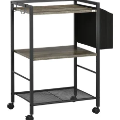 Carrito multiusos Terry Homcom 3 niveles + bolsa de tela con ruedas gris 80,5x66x40 cm