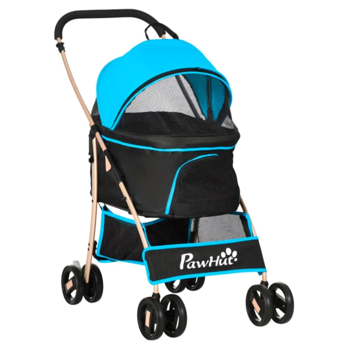Carrito para mascotas PawHut 3 en 1 con cesta plegable 98x49,5x82 cm