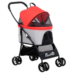 Carrito para mascotas PawHut 3 en 1 con cesta plegable 98x49,5x82 cm