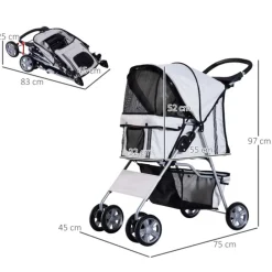 Carrito PawHut para mascotas plegable con toldo 97x45x75 cm
