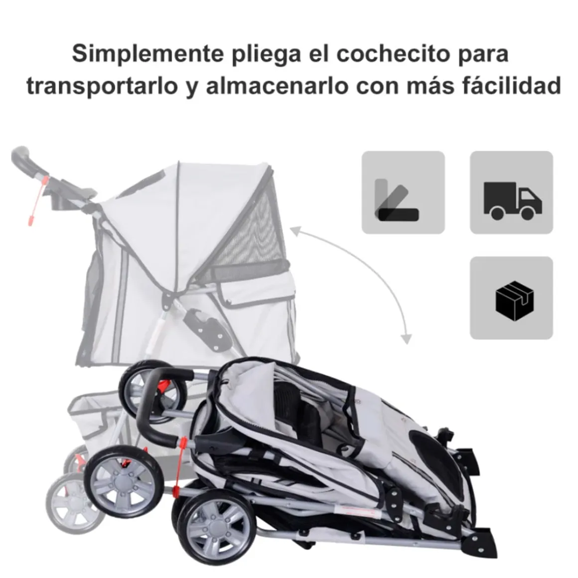 Carrito PawHut para mascotas plegable con toldo 97x45x75 cm