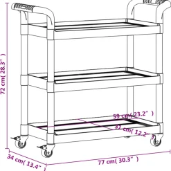 Carrito Watutu 3 niveles aluminio 72x77x34 cm