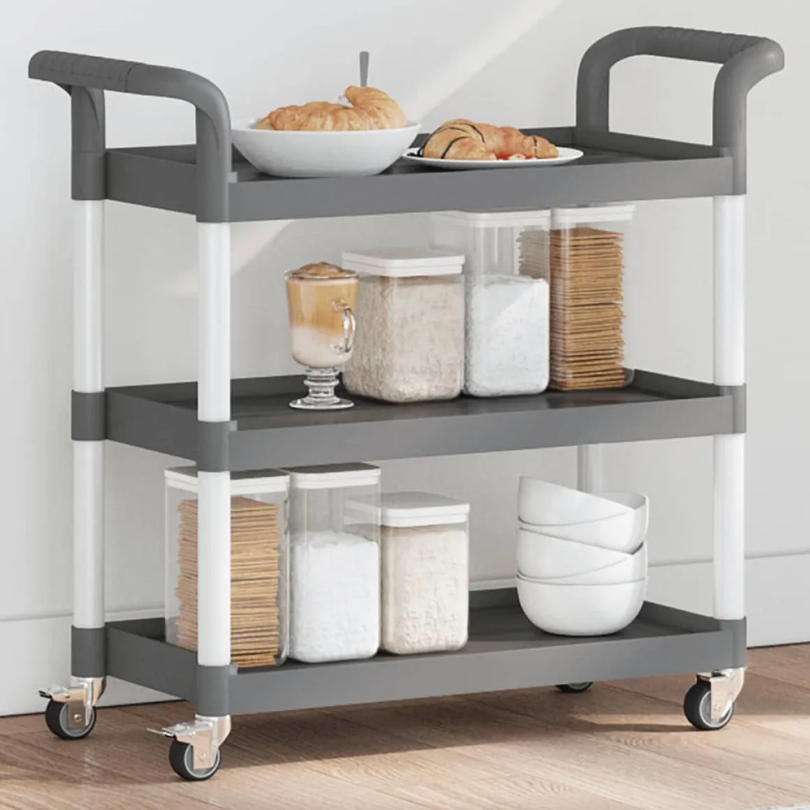 Carrito Watutu 3 niveles aluminio 72x77x34 cm