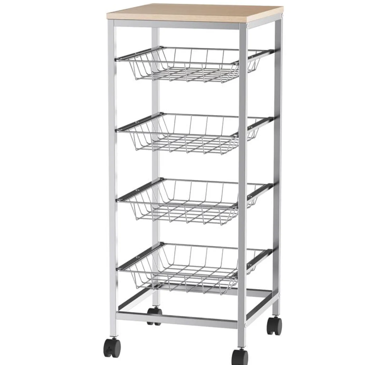 Carro auxiliar de cocina Homcom 5 niveles con ruedas inox/natural 89x36,5x36,5 cm