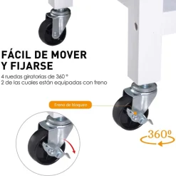 Carro auxiliar de cocina Homcom con ruedas giratorias blanco/natural 86x88,5x40 cm