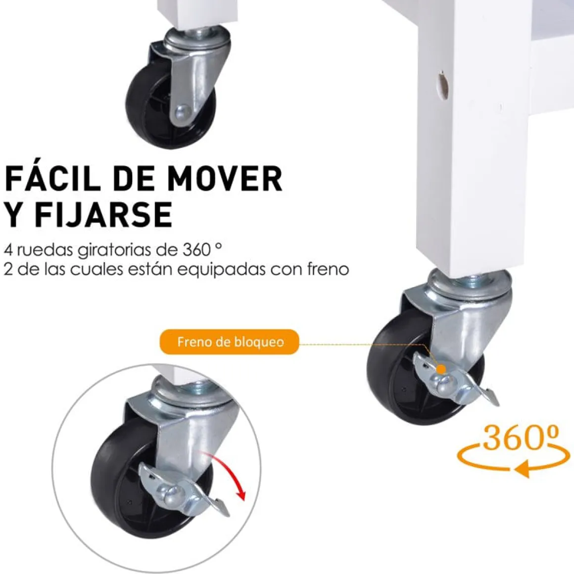 Carro auxiliar de cocina Homcom con ruedas giratorias blanco/natural 86x88,5x40 cm