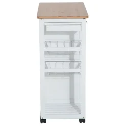 Carro de cocina auxiliar Homcom con ruedas blanco/natural 85x70x37 cm