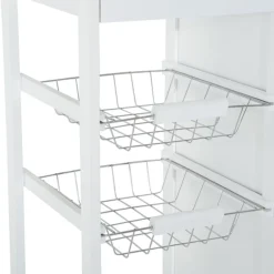 Carro de cocina auxiliar Homcom con ruedas blanco/natural 85x70x37 cm