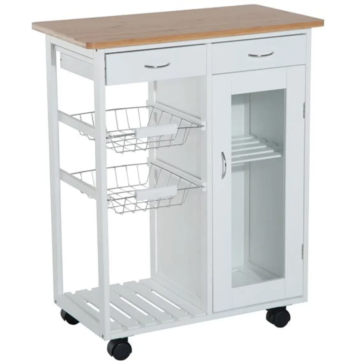 Carro de cocina auxiliar Homcom con ruedas blanco/natural 85x70x37 cm