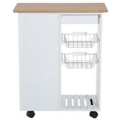 Carro de cocina auxiliar Homcom con ruedas blanco/natural 85x70x37 cm