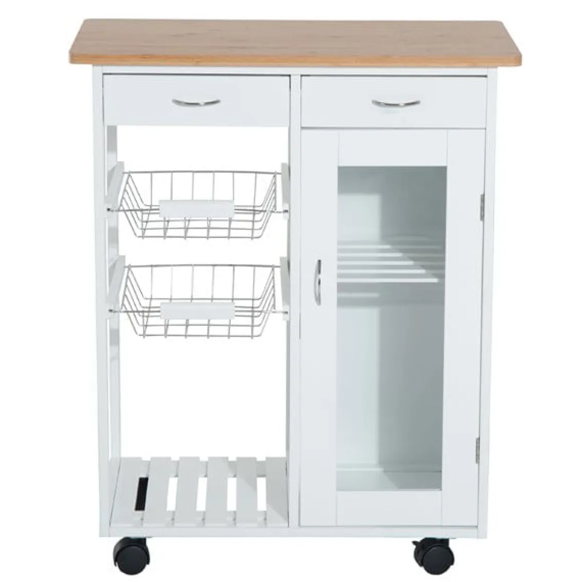Carro de cocina auxiliar Homcom con ruedas blanco/natural 85x70x37 cm
