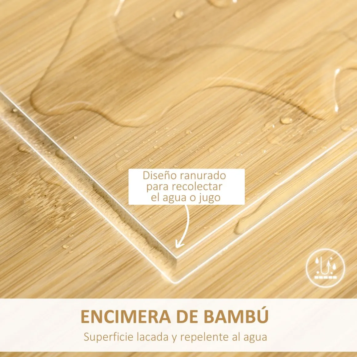 Carro de cocina Vorona Homcom con ruedas blanco/natural 83x58x37 cm
