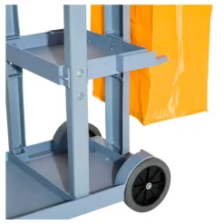Carro de limpieza profesional Homcom 100L 3 bandejas gris/naranja 96,5x50,5x113 cm