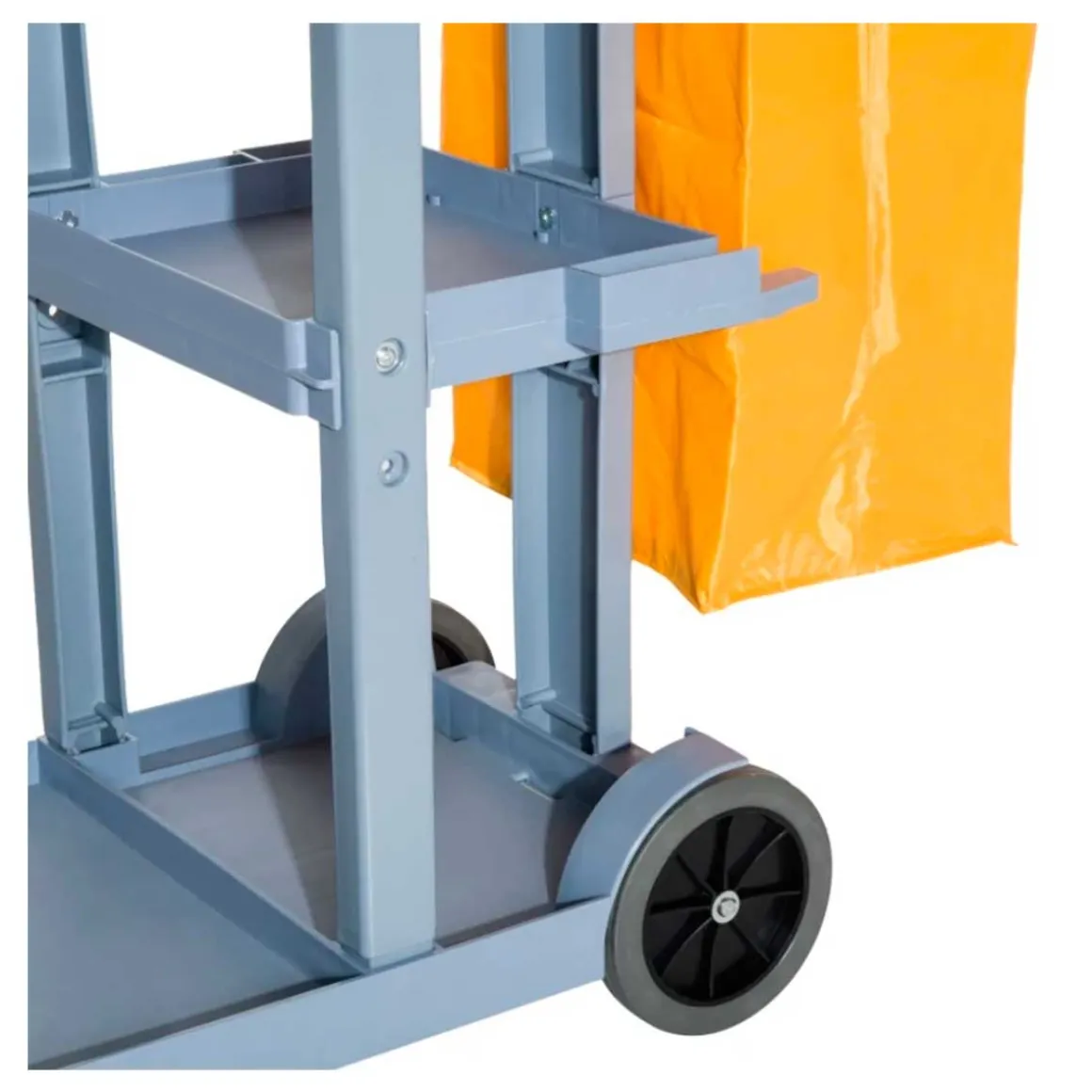 Carro de limpieza profesional Homcom 100L 3 bandejas gris/naranja 96,5x50,5x113 cm