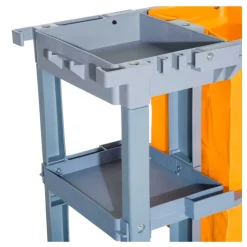 Carro de limpieza profesional Homcom 100L 3 bandejas gris/naranja 96,5x50,5x113 cm