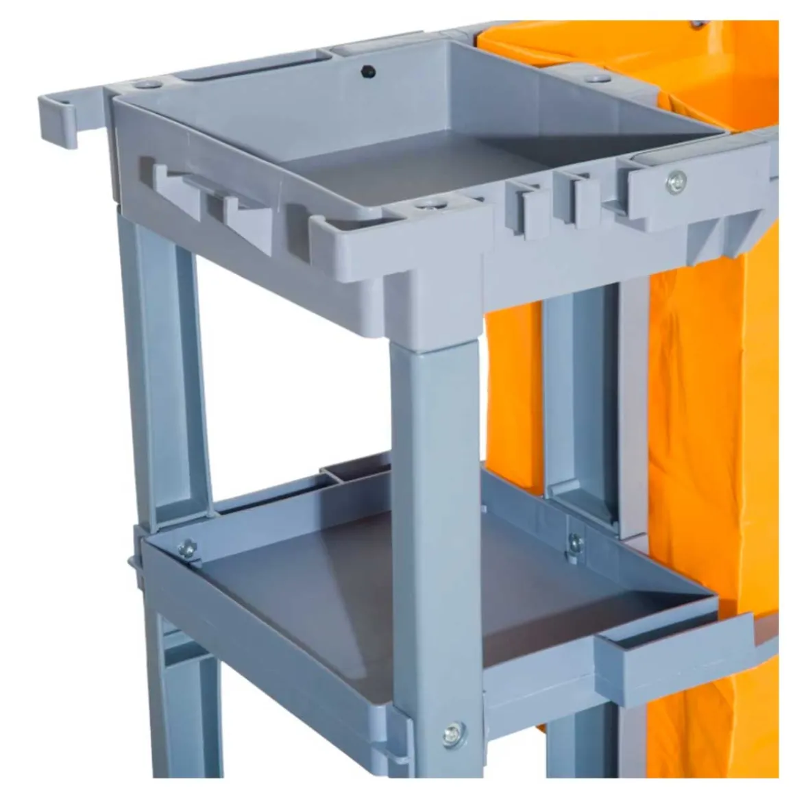 Carro de limpieza profesional Homcom 100L 3 bandejas gris/naranja 96,5x50,5x113 cm