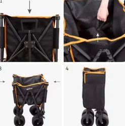 Carro de playa Aktive diseño plegable + ruedas negro 71-105x52 cm