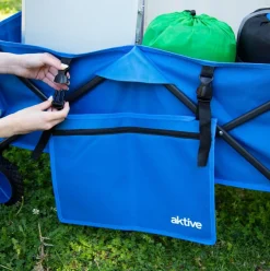 Carro de playa Aktive diseño plegable + ruedas azul 53-108x88x47 cm
