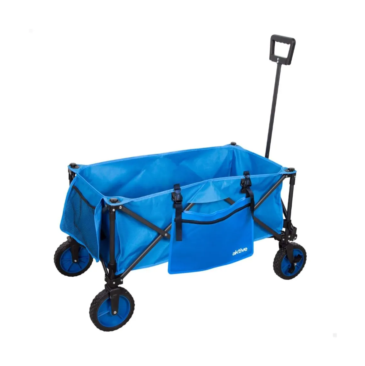Carro de playa Aktive diseño plegable + ruedas azul 53-108x88x47 cm