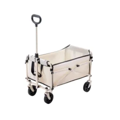 Carro de playa 80L plegable asa regulable blanco 68-92x80x46 cm