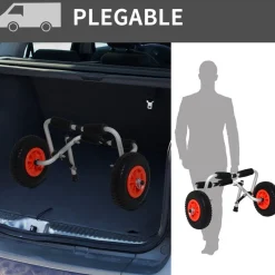 Carro de transporte para Kayaks Homcom 30x62x35 cm