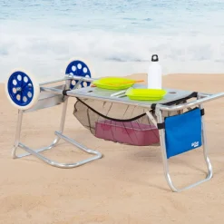 Carro multifuncional 2 en 1 base extensible gris/azul 104x47 cm