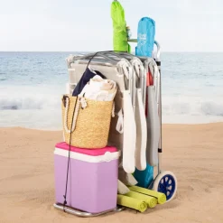 Carro multifuncional 2 en 1 base extensible gris/azul 104x47 cm