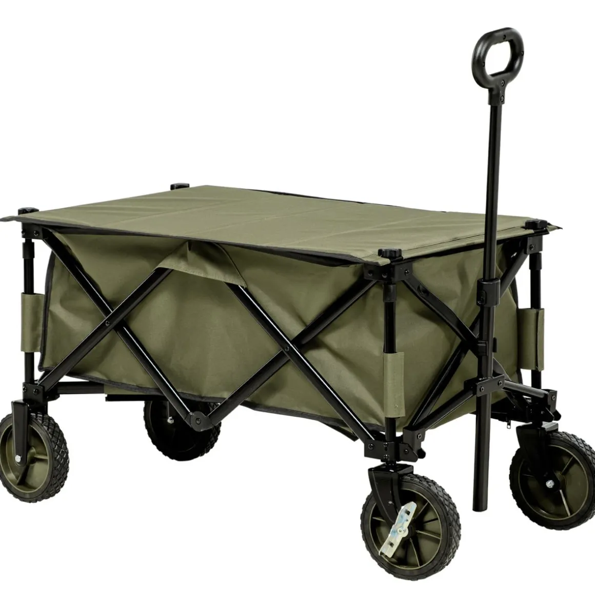 Carro multifuncional Bob Outsunny 100kg mango plegable + bolsillos verde 93x108x55 cm