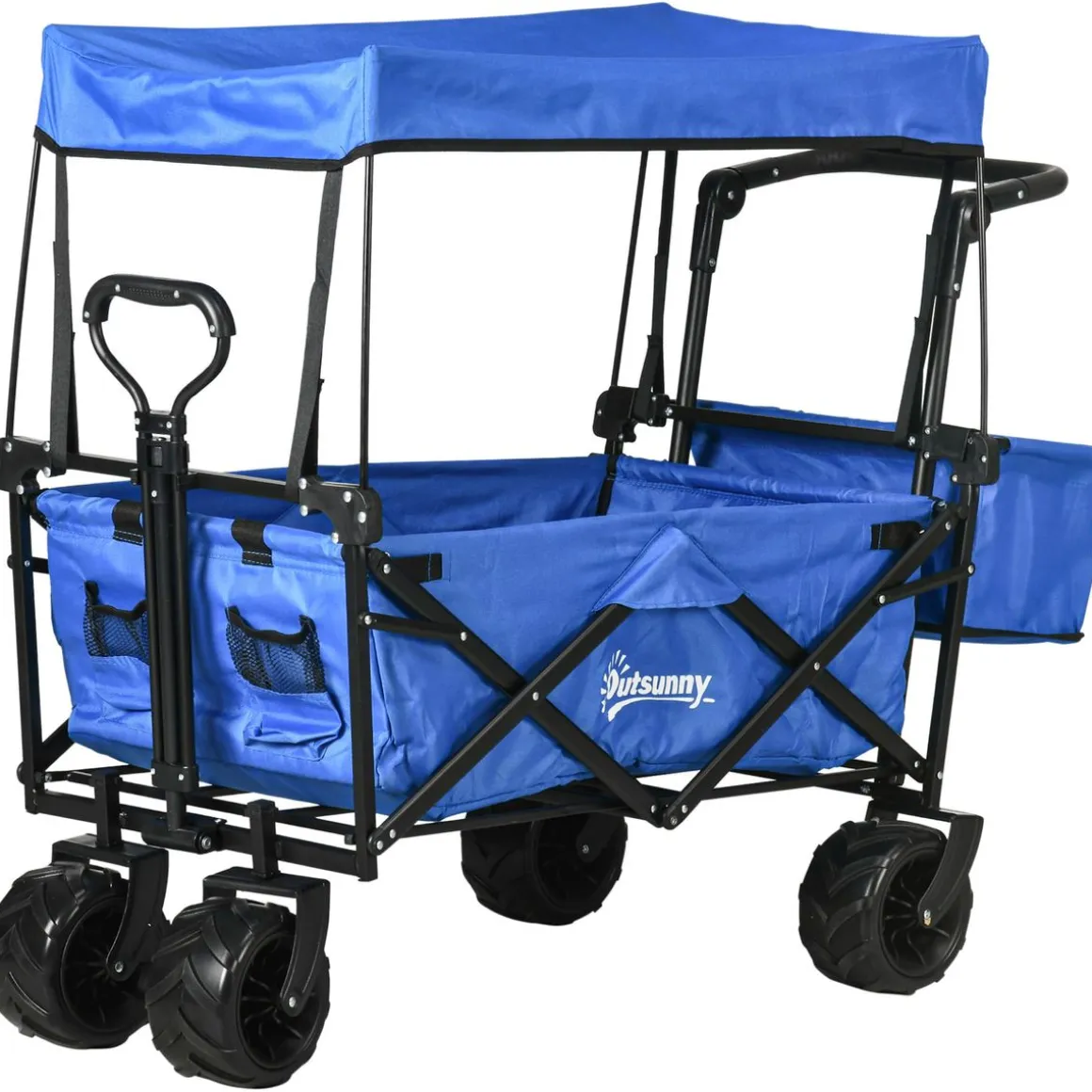 Carro multifuncional Mike Outsunny 68kg plegable + toldo azul 98x117x55 cm
