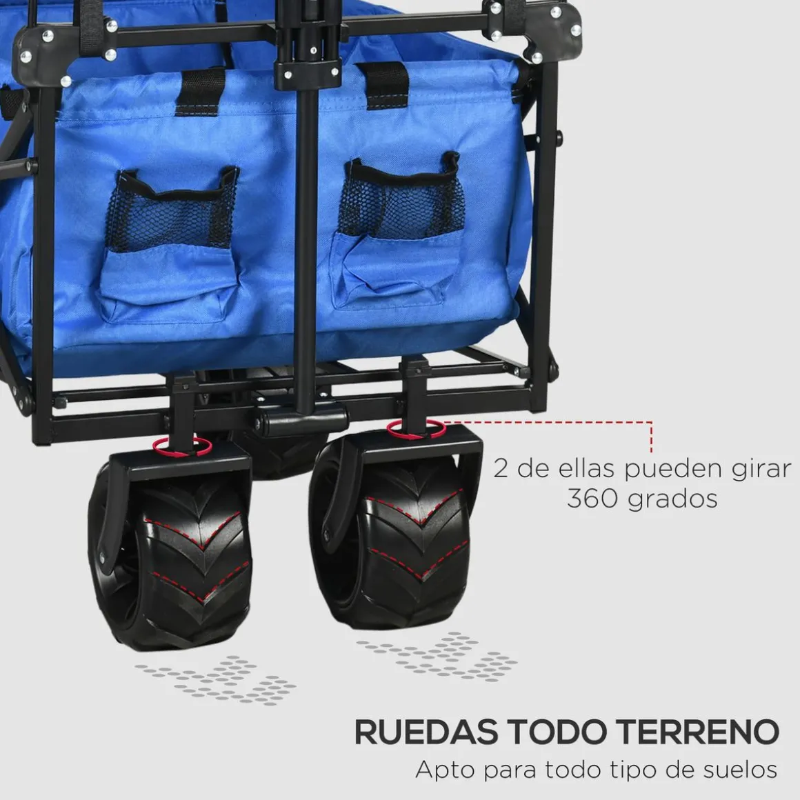 Carro multifuncional Mike Outsunny 68kg plegable + toldo azul 98x117x55 cm