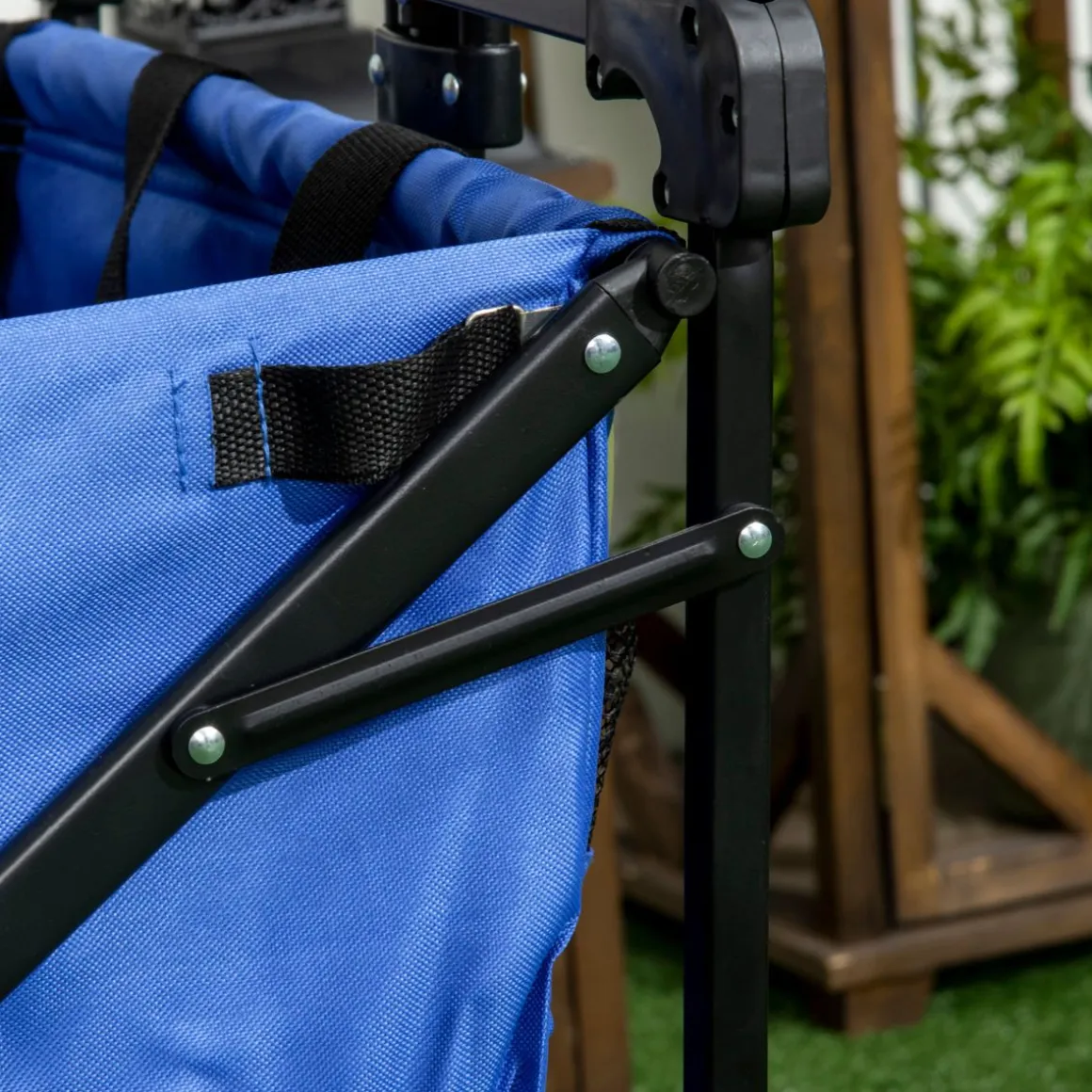 Carro multifuncional Mike Outsunny 68kg plegable + toldo azul 98x117x55 cm