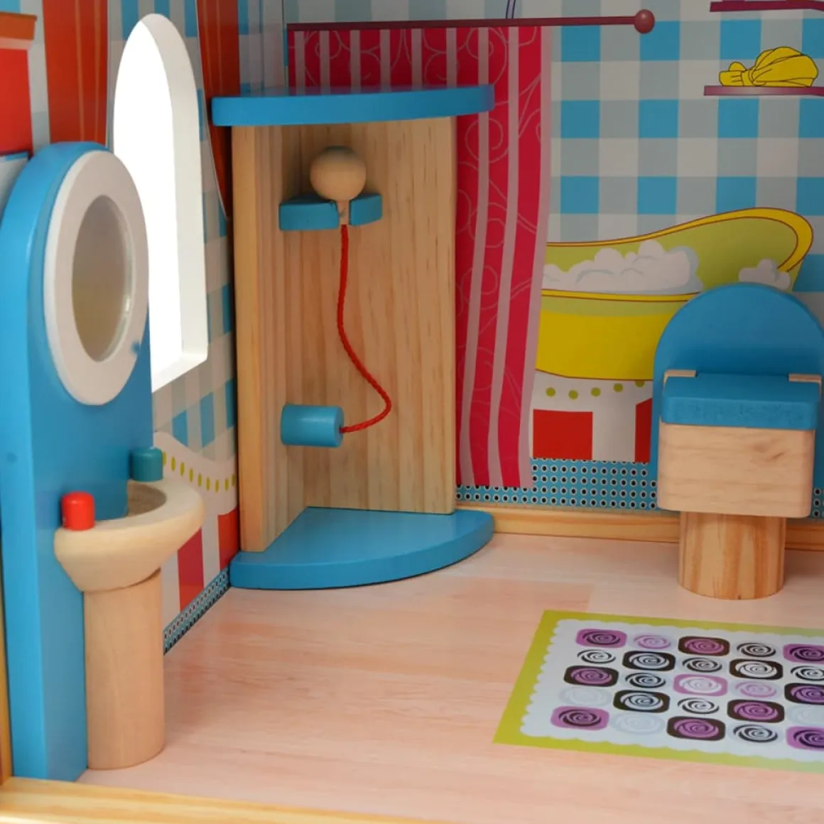 Casa de muñecas Imagine Kids 3 pisos madera rosa 90x60x30 cm