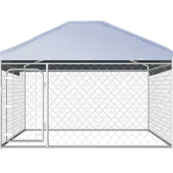 Caseta de exterior para mascotas con techo inox 135x200x200 cm