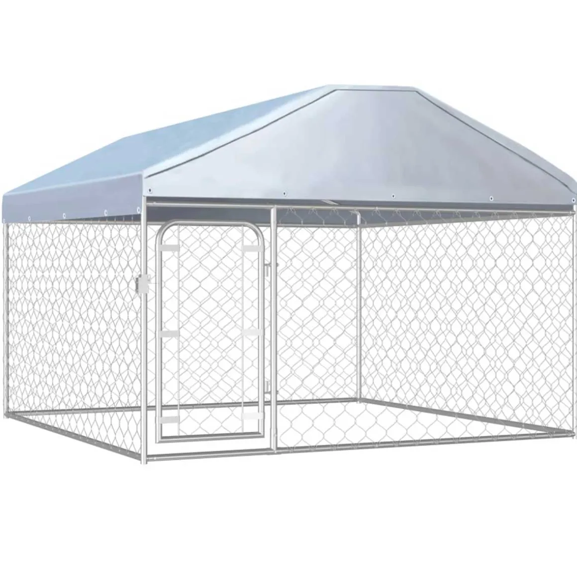 Caseta de exterior para mascotas con techo inox 135x200x200 cm
