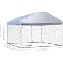 Caseta de exterior para mascotas con techo inox 135x200x200 cm