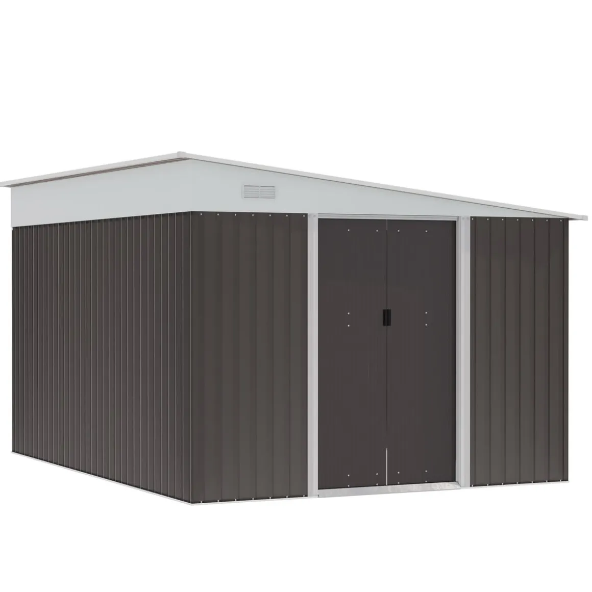 Caseta de jardín Boston Outsunny doble puerta corredera gris 201x280x345 cm