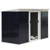 Caseta de jardín Darío Outsunny puertas correderas + ventilación negro 158-172x280x130 cm