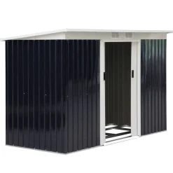 Caseta de jardín Darío Outsunny puertas correderas + ventilación negro 158-172x280x130 cm