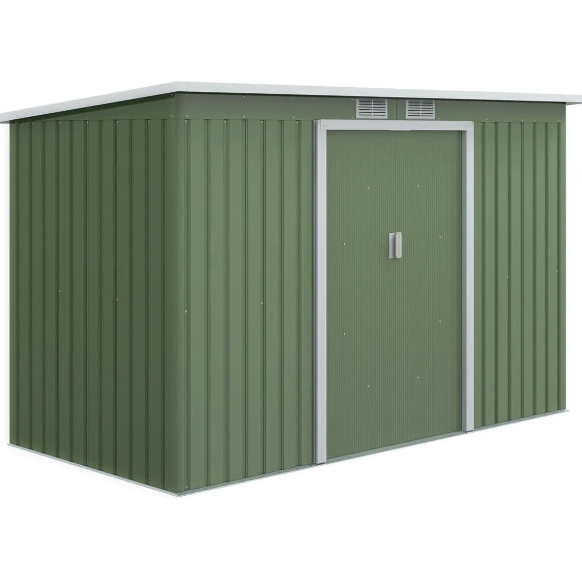 Caseta de jardín Diana Outsunny puertas correderas + ventilación verde 158-172x280x130 cm