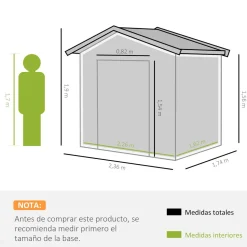 Caseta de jardín Forest Outsunny puertas correderas + ventilación 190x236x174 cm