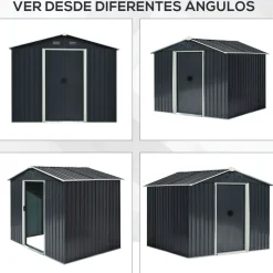 Caseta de jardín Garden Outsunny puertas correderas + ventilación 190x236x174 cm