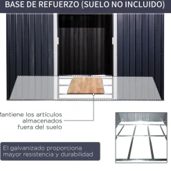 Caseta de jardín Graham Outsunny puertas correderas gris 192x277x322 cm