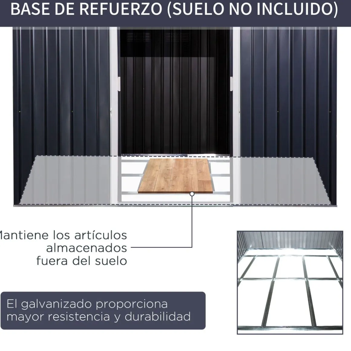 Caseta de jardín Graham Outsunny puertas correderas gris 192x277x322 cm