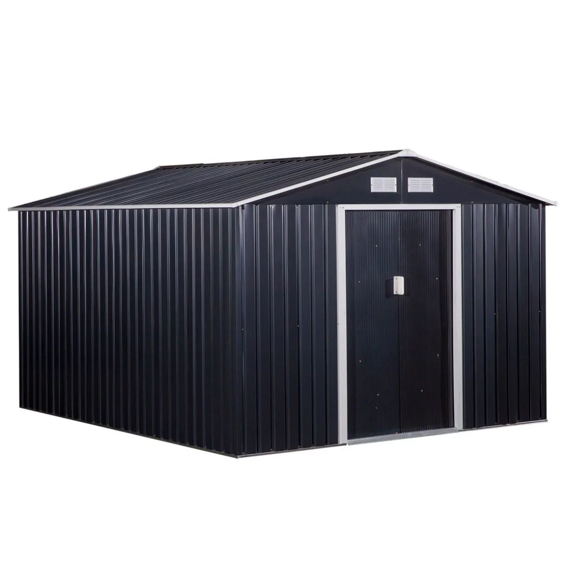 Caseta de jardín Graham Outsunny puertas correderas gris 192x277x322 cm