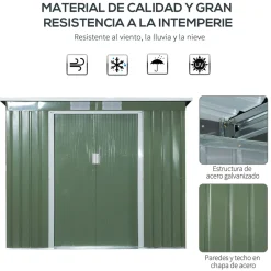 Caseta de jardín Portland puertas correderas verde 159-172x213x130 cm